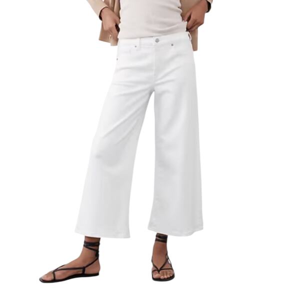 Banana Republic High Rise Wide Leg Crop Jeans White Size 0P 25P Petite - Picture 1 of 9